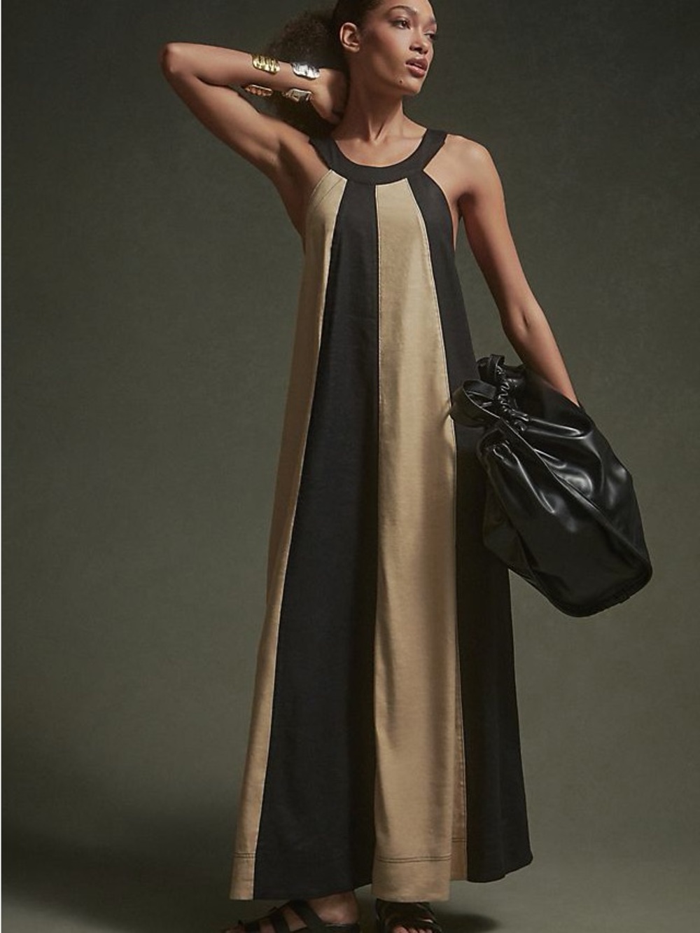 Maeve Linen Halter Swing Maxi Dress Size Medium NWT - C11-730